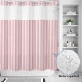 thumbnail image 2 of No Hook Shower Curtain, Pink Striped Shower Curtains for Bathroom with See Through Top Window, Modern Simple Farmhouse Beige Vintage Waterproof & Washable Bath Curtain Long 72"x78", 2 of 9