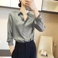 thumbnail image 2 of GigrtiJin Womens Fall Button down Shirts Long Sleeved Lapel Solid Color Shirt Fashion Casual Comfy Loose Tops, 2 of 5