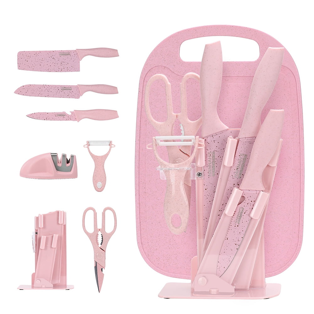 3pcs Pink Ceramic Fruit Knife, Candy Color Cutting Board, Peeler