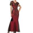 thumbnail image 2 of UPPADA Robe Cocktail à Col Rond pour Femmes Robe Sirène Robe Cocktail Sans Manches Robe Formelle Évasée Robes d'Invitée de Mariage Robe Cocktail Moulante Liquidation en Liquidation, 2 of 4