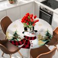 thumbnail image 2 of Round Fitted Tablecloths with Elastic Edge Snowman Christmas Tree Oil-Proof Waterproof Wipeable Table Cover for Kitchen Dining Party Decor Winter Snowflake Table Clothes,36" - 44", 2 of 9