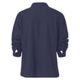 thumbnail image 5 of Qwertyu Mens Linen Dress Shirts Long Sleeve Dress Shirts Plus Size Casual Linen Shirts for Men Button Down Shirt Navy 2XL, 5 of 6