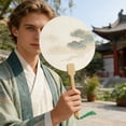 thumbnail image 6 of Fans Handheld Paper Fans Blank Paper Fans with Wooden Sticks Blank Fan for DIY Craft Hand Painting Art Crafting, 6 of 6