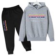 thumbnail image 1 of Trapstar Ensembles de Chandails à Capuchon pour Enfants Manches Longues Chandails Graphiques pour Garçons Filles Chandails Amples de Rue Trapstar Chandails + Pantalons de Survêtement Ensemble de 2 Chandails Classiques (Gris, 150), 1 of 4