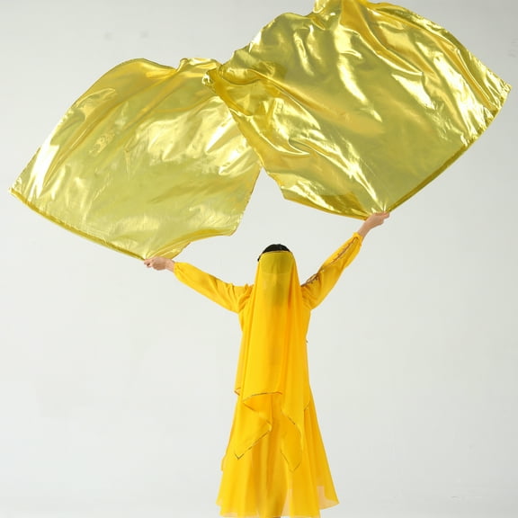 Baisdan Worship Flags for Dance Church Praise Dance Flags with Flexible Rods, Gold, 2Pack
