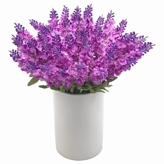 Enova Home 40 Heads Lavender Arrangement in White Ceramic Vase