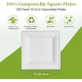 thumbnail image 2 of 10 Inch Square Paper Plates, 300 Pack Compostable Heavy Duty  Paper Plates, Made from Sugarcane,  Friendly White Disposable Plates for Party, Dinner, 2 of 6