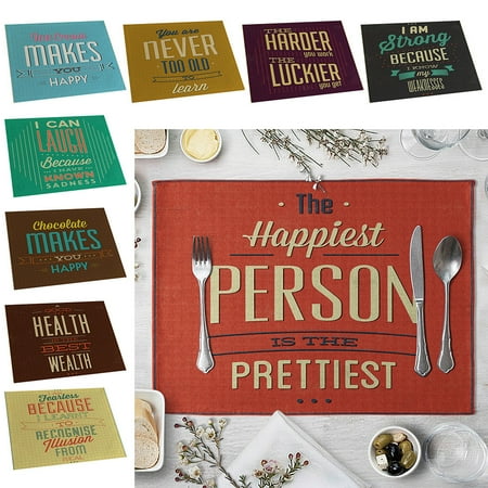 

Ludlz 2Pcs 42x32cm Stylish Letter Print Heat Insulation Placemat Cup Tableware Pad Mat