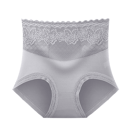 Meiodtion Underwear for Women Moisture Wicking High Waist Breathable Panties Cute Lace Waistband Comfort Panty Grey M
