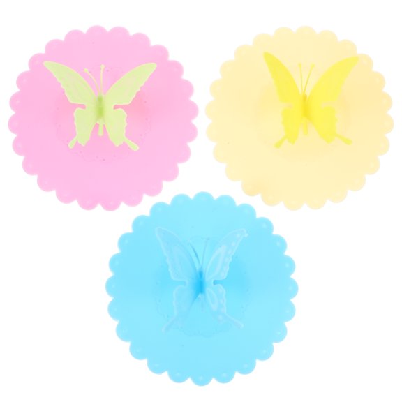 ETEREAUTY 3Pcs Silicone Cup Lids Versatile Leak Proof Assorted Color Novel Design for Mugs and Cups