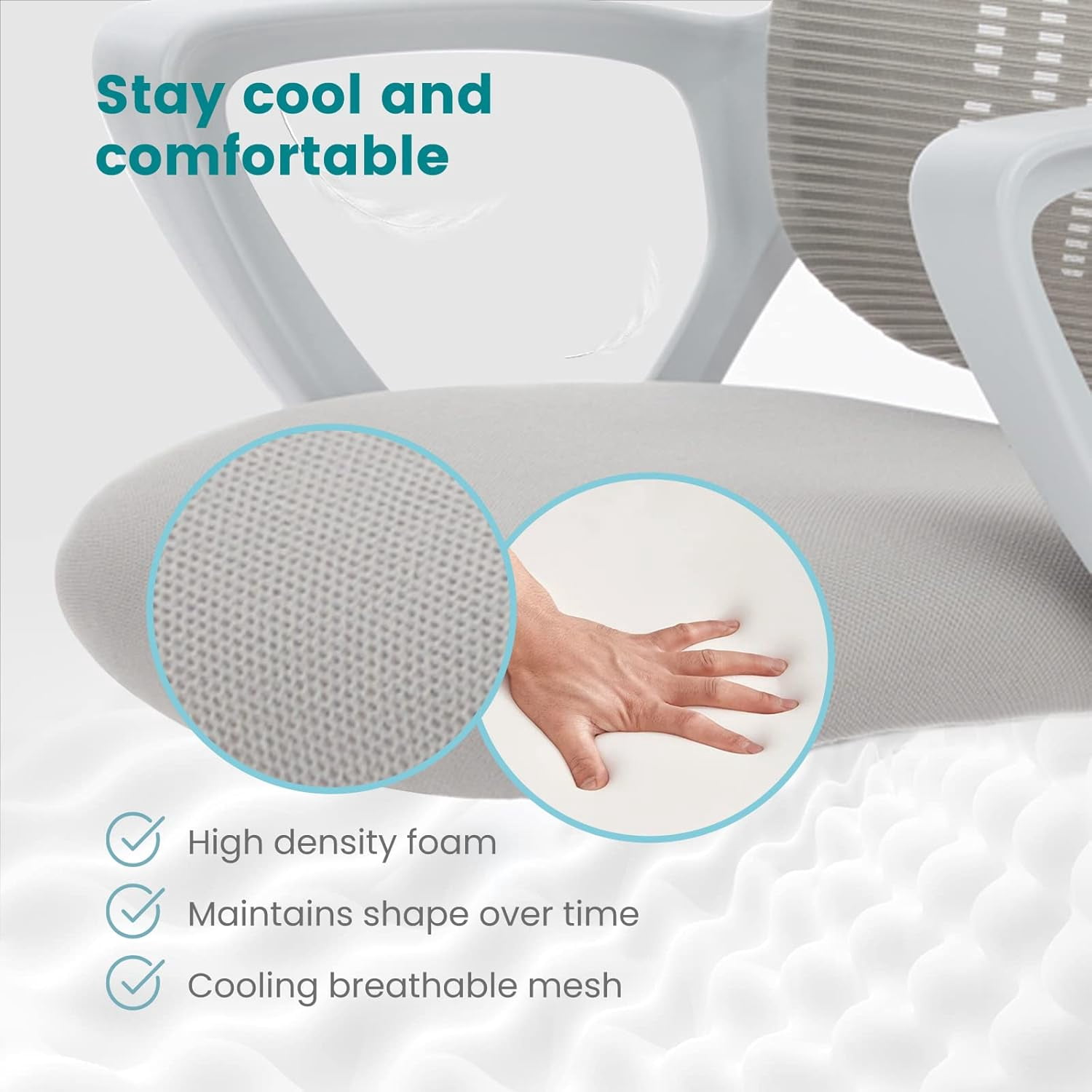 Ergonomic Mesh Office Chair with Lumbar Support - Adjustable Swivel Computer Chair, Grey