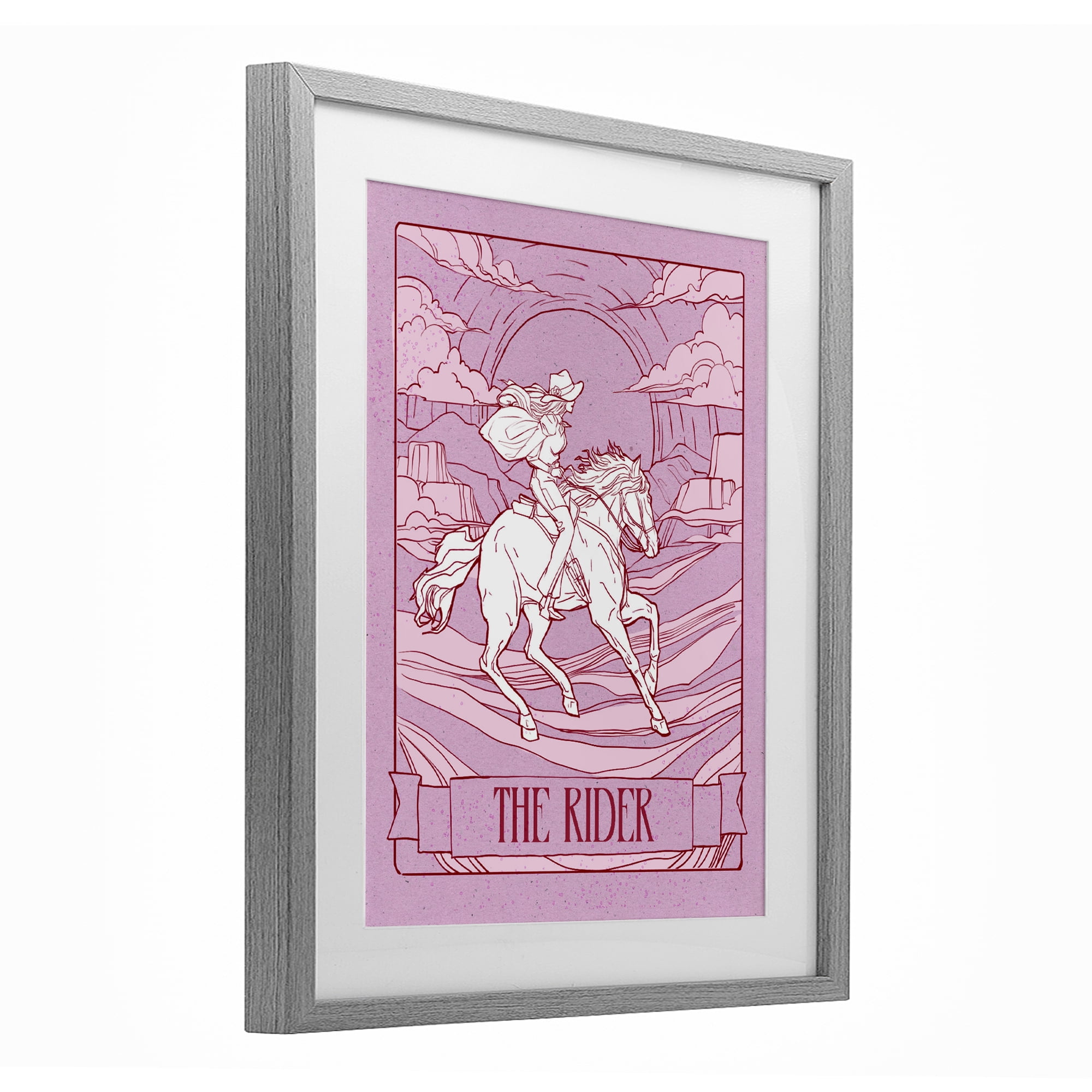 Stupell Industries Cowgirl Rider Tarot Card Gray Framed Print Under Glass, design by Ziwei Li