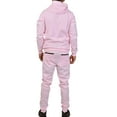 thumbnail image 3 of Riflessi Men's Athletic Sports Casual 2 Piece Solid Color Tracksuit Hoodie Jogger Pants Sweatsuit Set (Pale Pink, 2XL), 3 of 4