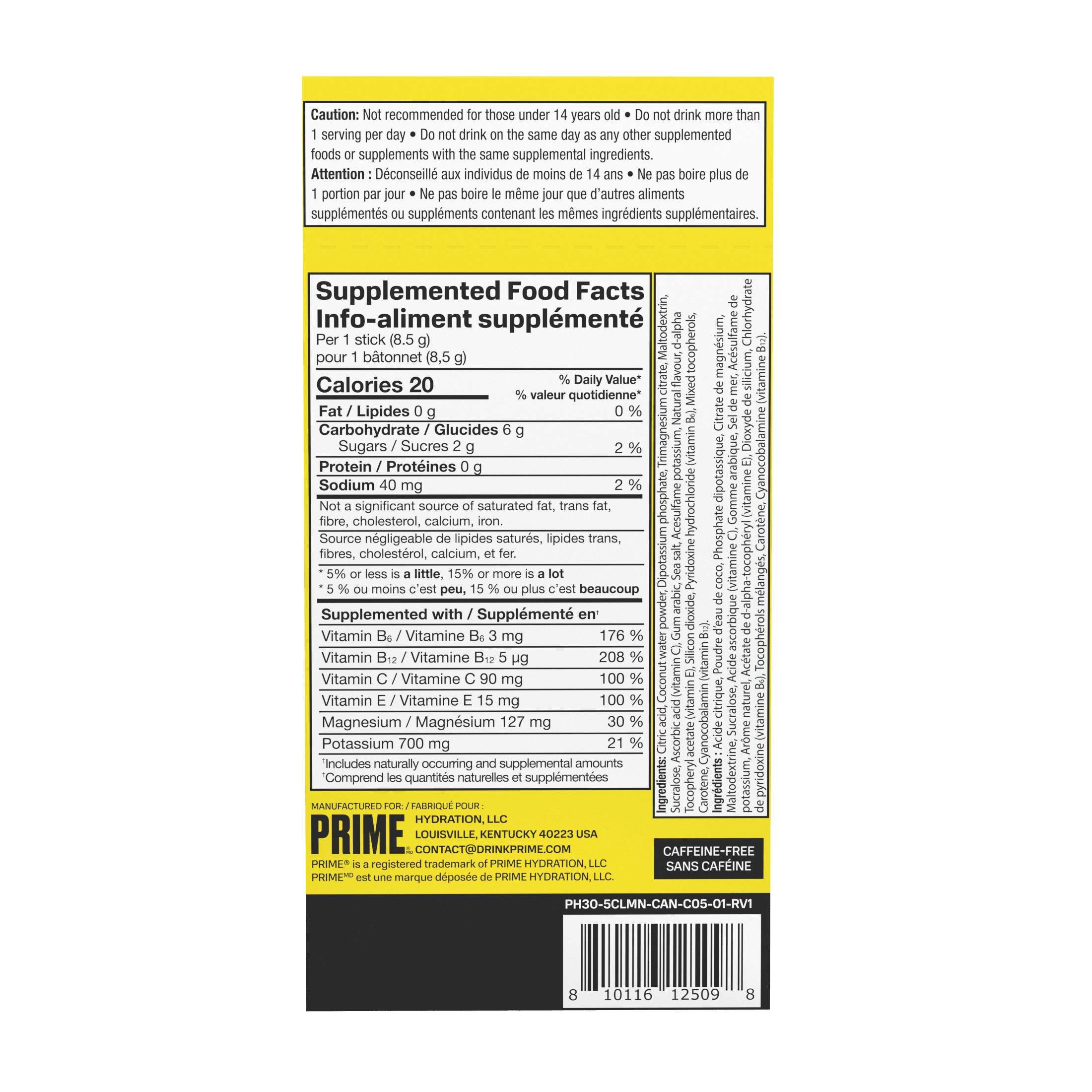 PRIME Hydration Sticks Lemonade 5ct.