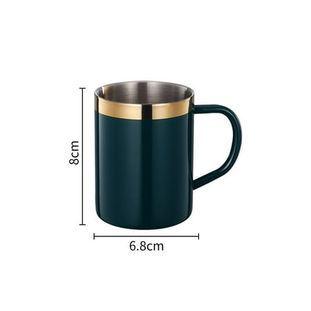 

Stainless Steel Mug Thermal Coffee Cup with Lid Handle Portable Double-Layer Office Anti-Fall Wine Milk Beer Water Drinkware