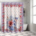 thumbnail image 4 of 4th of July Shower Curtain Blue Red Flower Floral Patriotic Shower Curtains for Bathroom Decor Independence Day Buffalo Plaid Patriotic Memorial Bath Curtains Sets Waterproof Small Stall 36" x 72", 4 of 6
