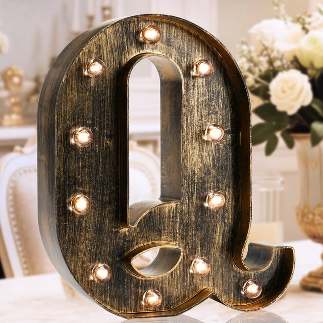 Letrero decorativo OYCBUZO Q con forma de letra vintage de 23 cm