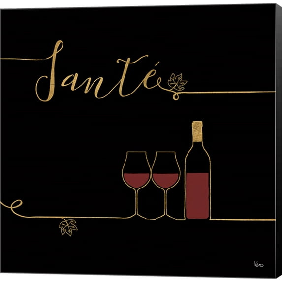 Underlined Wine VI Black by Veronique Charron, Canvas Wall Art