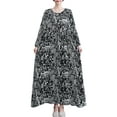thumbnail image 1 of Vestido vintage de mujer de manga larga estampado de gran tamaño boho casual vestido de vacaciones Tomshoo Vestido, 1 of 2