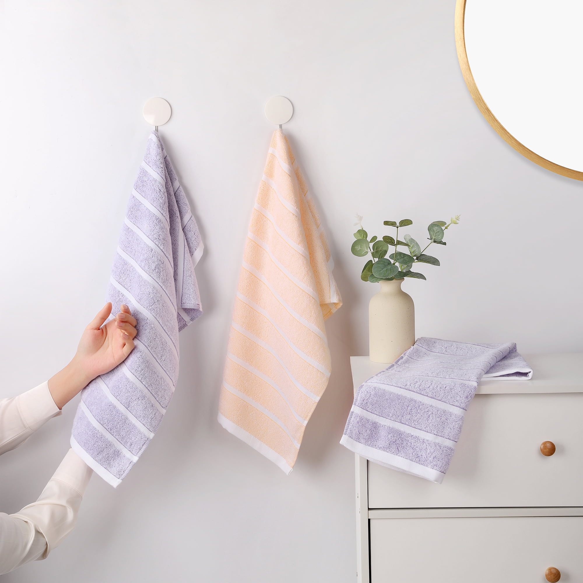 Unique Bargains 4 Pcs Cotton Hand Towel Light Purple/Pink 13" x 29"/14" x 30"