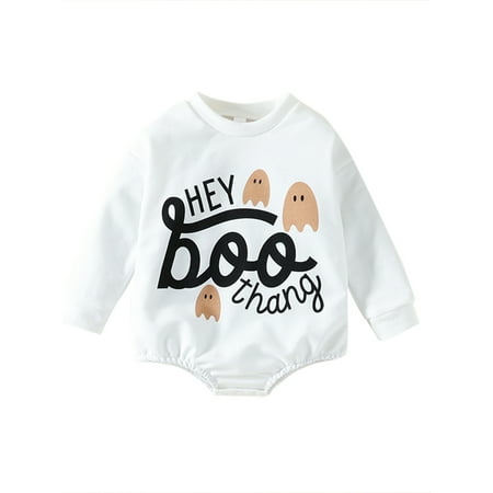 

Infant Baby Girls Boys Halloween Romper Cute Letter Print Round Neck Long Sleeve Cotton Jumpsuits