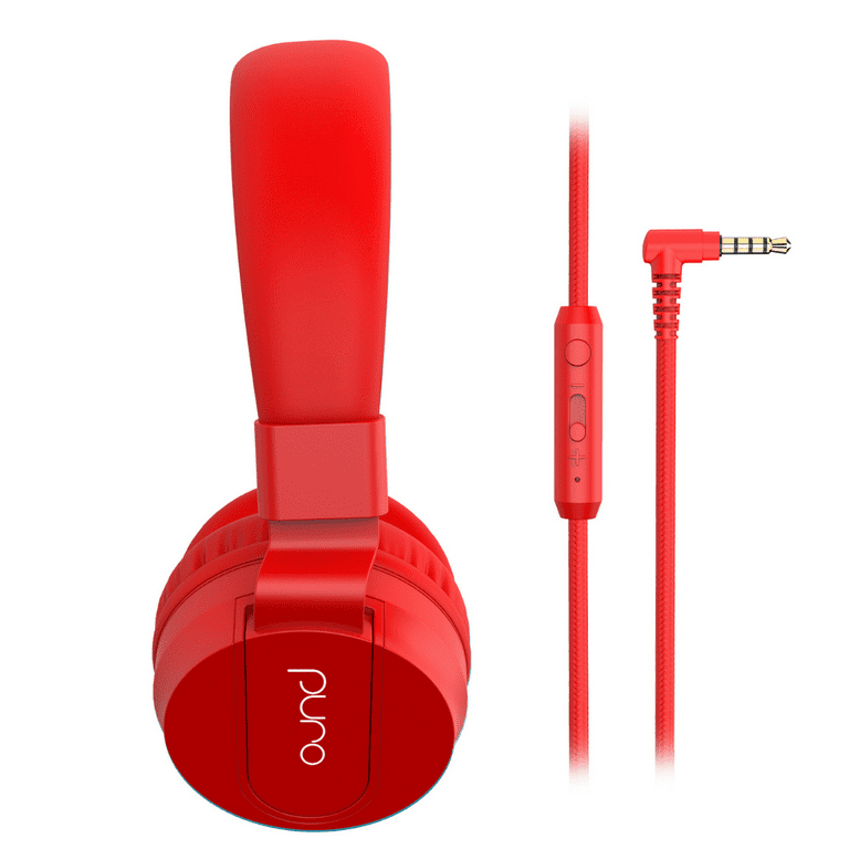 Puro Sound Labs PuroBasic Volume Limiting Wired Headphones for Kids,  Foldable & Adjustable Headband w/Microphone, Compatible with Smartphones,  Tablets