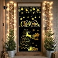 thumbnail image 3 of Gold Theme Christmas Banner Black Background Xmas Banner Snowflake Design Star Pattern Holiday Banner for Christmas Party Holiday Celebration Home Decoration, 3 of 9