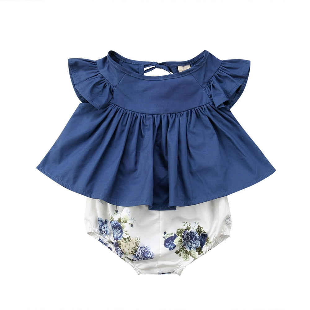 XIAXAIXU 2PCS Newborn Infant Kids Baby Girl Floral Tops Dress Shorts