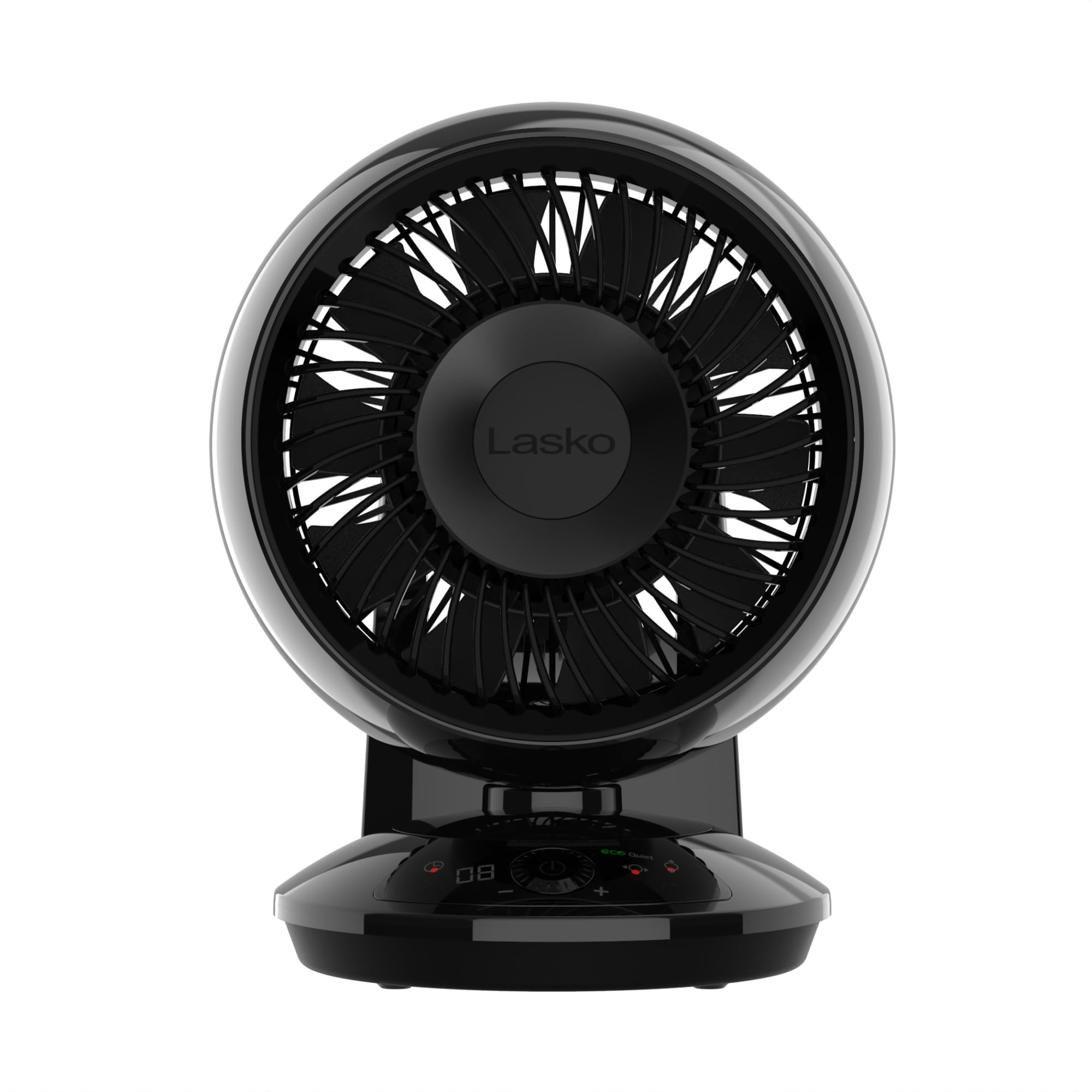 Lasko Whirlwind EcoQuiet 7" 12-Speed Dual Oscillating Tabletop DC Motor Fan, 487 CFM, Black, A12668