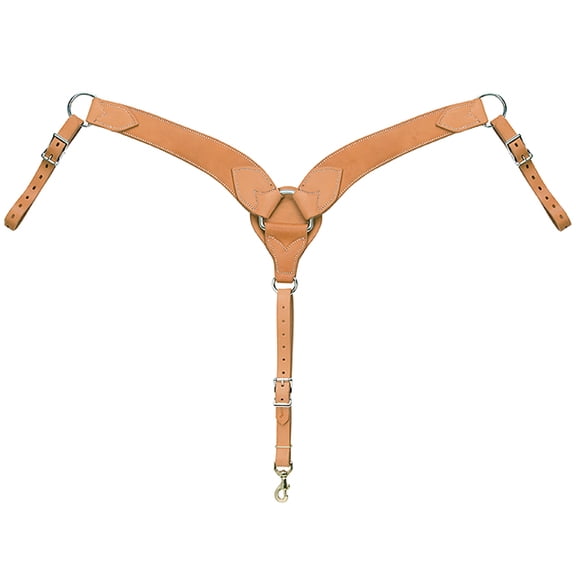 WEAVER HARNESS LEATHER HORIZONS ROPER BREAST COLLAR W/ CENTER DEE GOLDEN BROWN