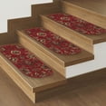 thumbnail image 5 of Ottomanson Non-Slip Rubberback Oriental 8.5" x 26" Indoor Oval Stair Treads, 14 Pack, Red, 5 of 8