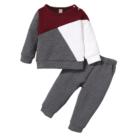 

Baby Boys Clothes 12 Months Baby Boys Splice 18 Months Baby Boys Elastic Pants 2PCS Outfits Gray
