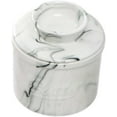 thumbnail image 6 of JUNZHIDAO Butter Crock for Counter with Water, French Butter Keeper for Spreadable Butter Ceramic Butter Dish with Lid for Countertop, Butter Container Holder, Home Kitchen Decor (Black Marble, M), 6 of 7