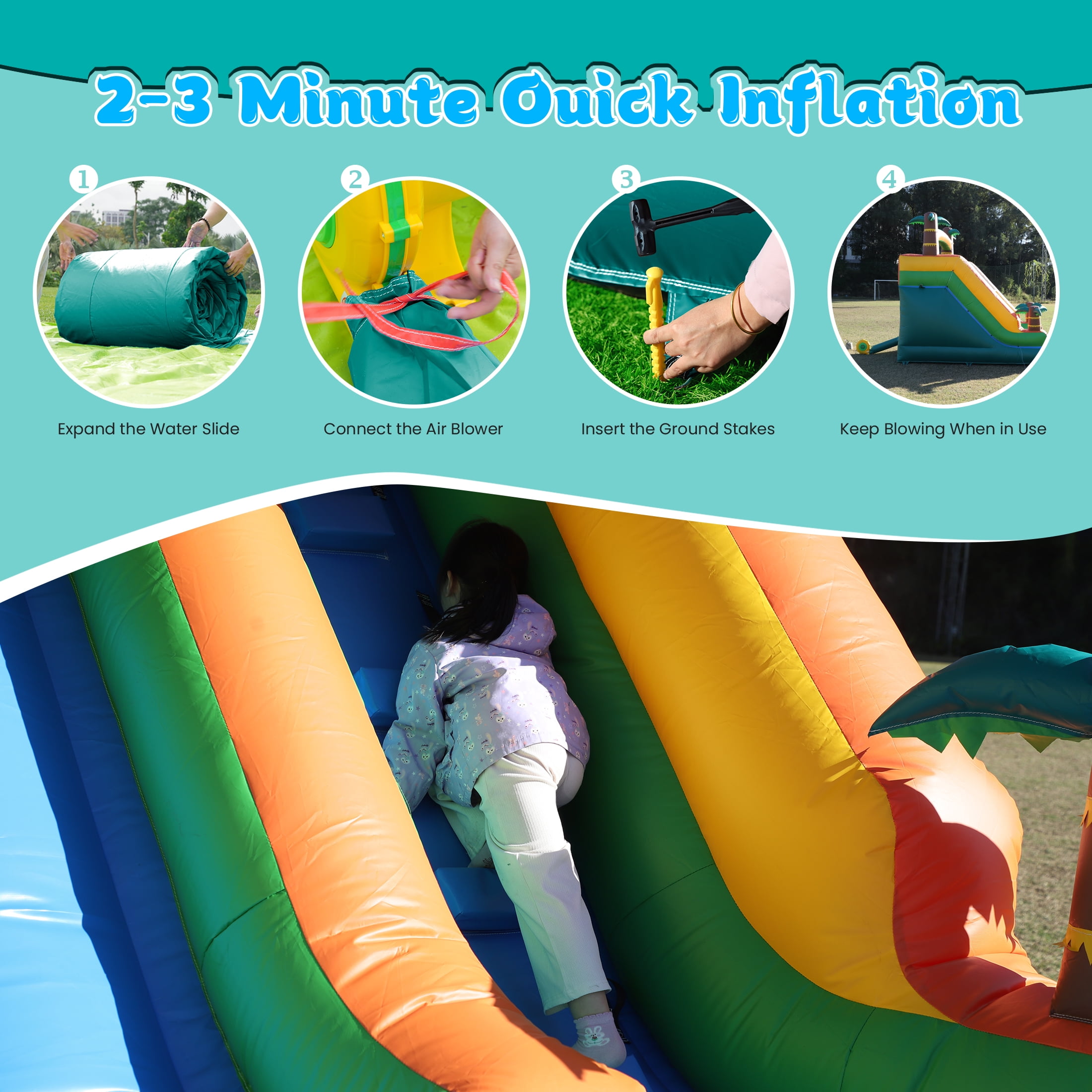 Relunch 21FT(L) Commercial Water Slide for Adults Kids, Heavy Duty PVC Inflatable Water Slide Backyard with Blower, 21x9x12FT