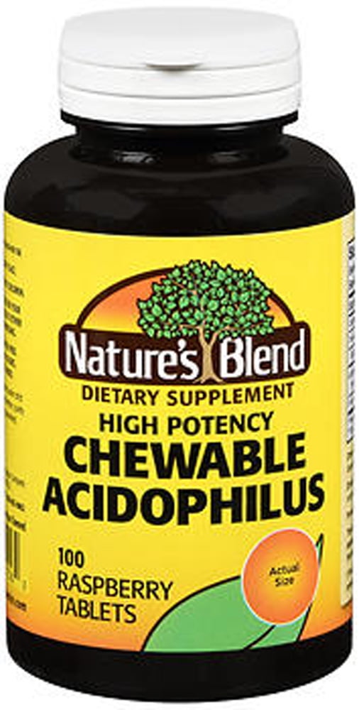 Nature's Blend High Potency Chewable Acidophilus Raspberry Tablets, 100