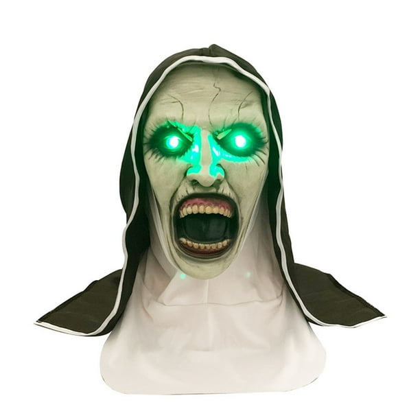 Máscara de terror de monja de Halloween, máscaras de látex aterradoras con pañuelo para la cabeza, máscara completa, accesorios para fiesta de Halloween | en línea