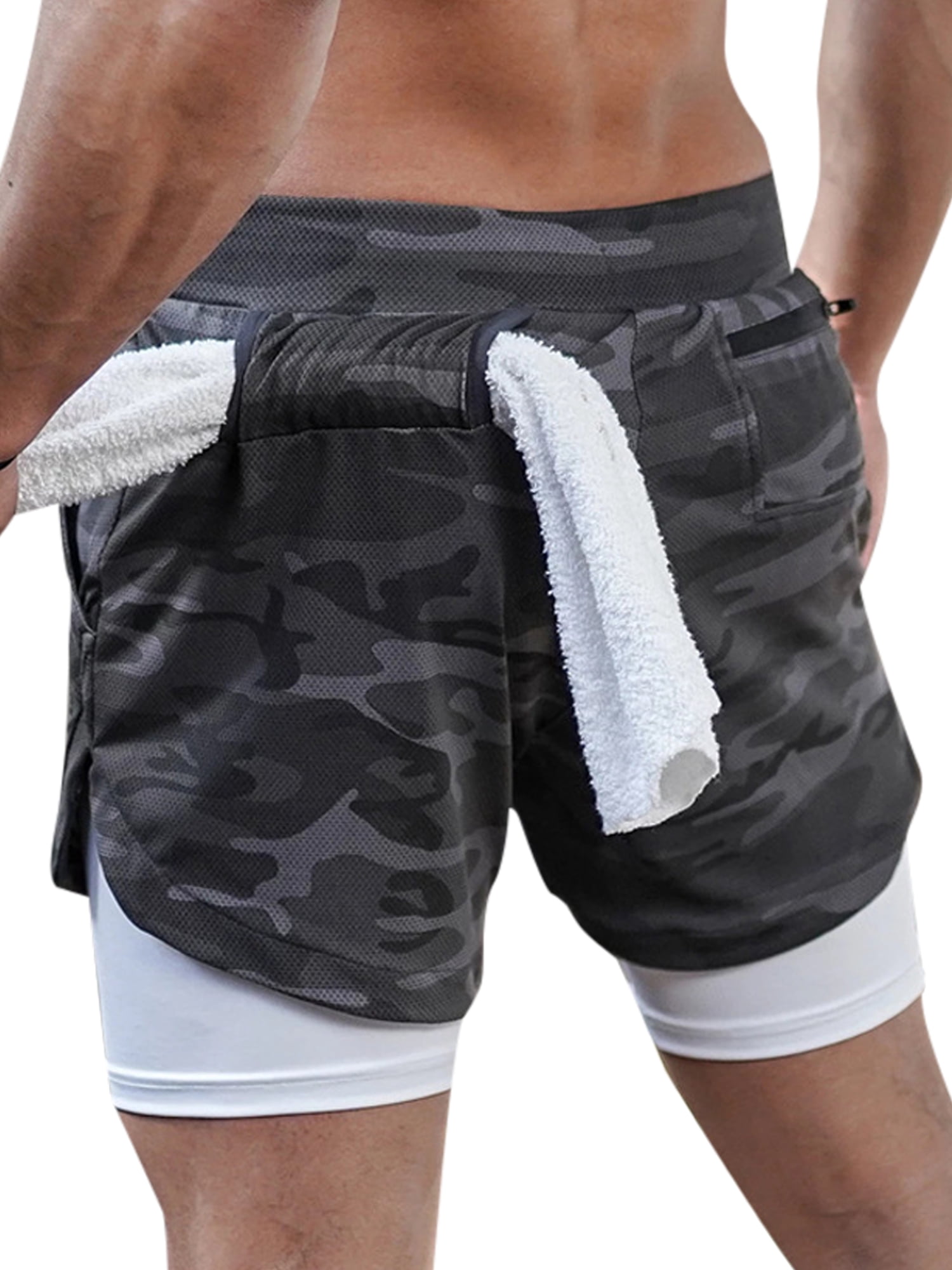Avamo Camo Running Shorts for Men 2 In 