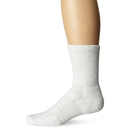 s Unisex Thick Padded Walking Socks, Crew, White, Medium (Women's Shoe Size 6.5-10.0, Men's Shoe Size 5.5-8.5), Fabric type : 80% Exclusive.., By