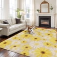 thumbnail image 3 of Farmhouse Daisy Area Rug 5x8 Washable Rug Non Slip Spring Watercolor Yellow White Floral Beige Large Area Rug Soft Stainresistant Indoor Floor Carpet for Living Room Bedroom Home Office Dining Room, 3 of 8
