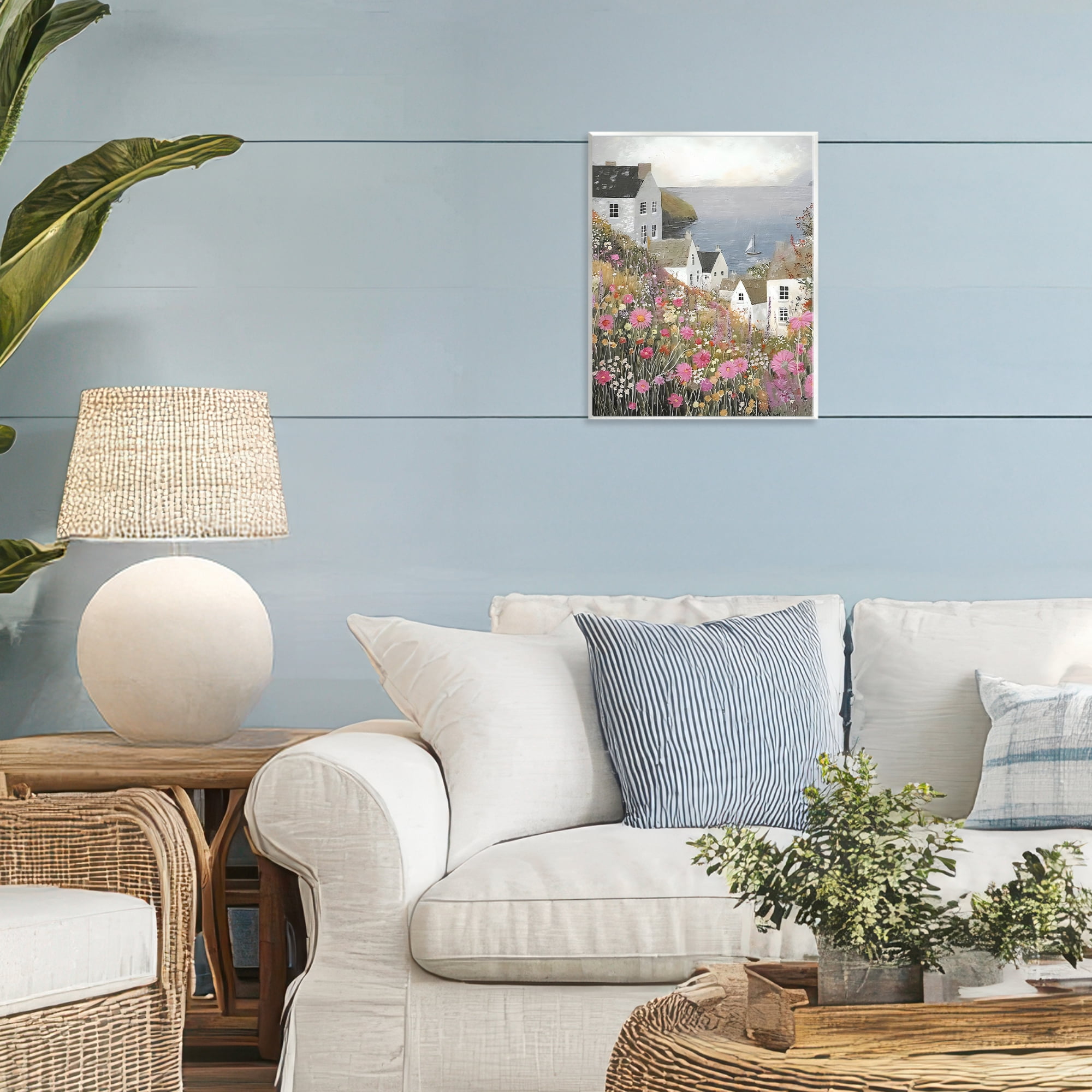 Stupell Industries Picturesque Village over Sea Wall Plaque Art, design by Riley B
