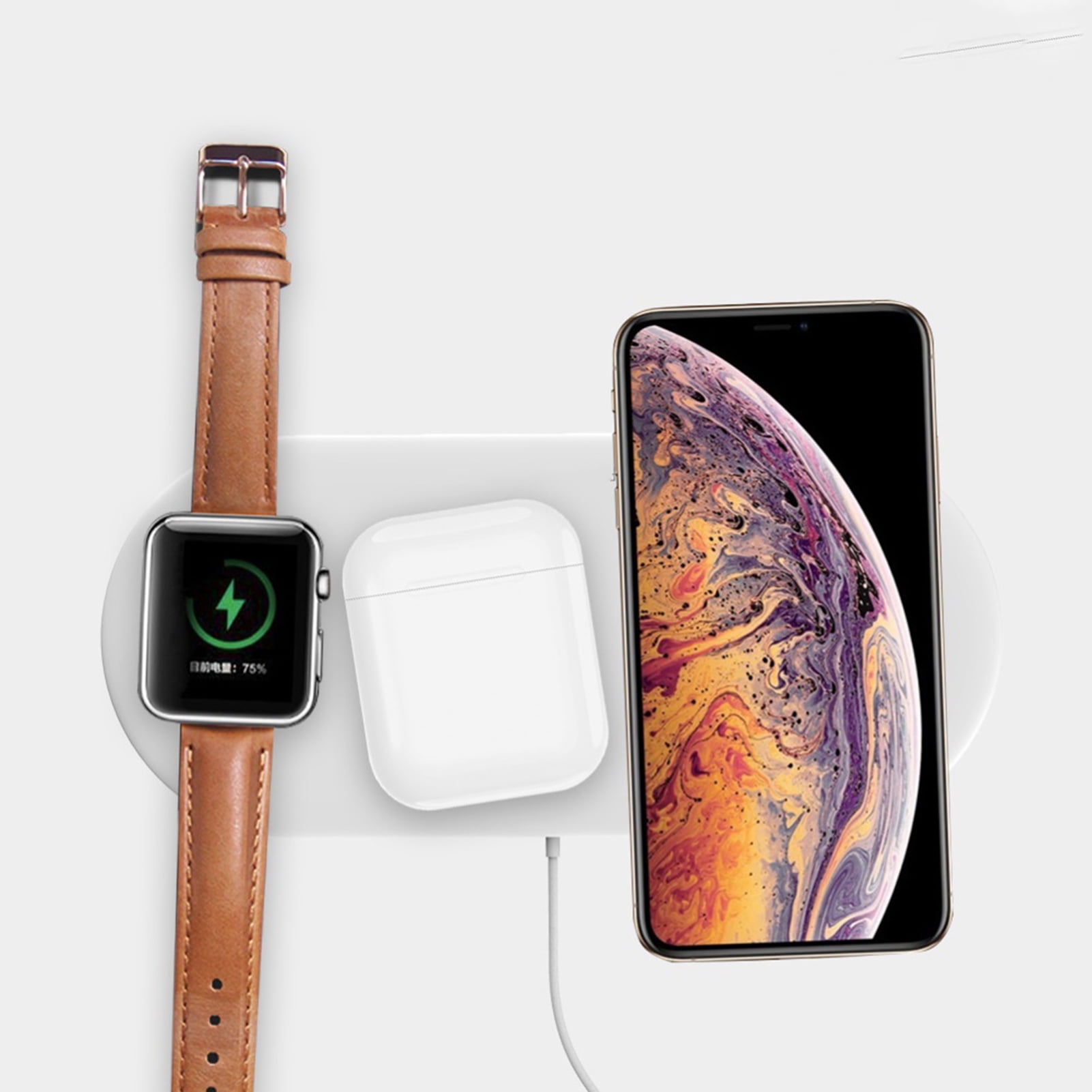HomeLife 3-in-1 15W Desktop Fast Smart Wireless Charger Adapter for iPhone i-Watch Air Pods