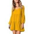 thumbnail image 1 of Vestido de manga larga en capas,Vestido con cuello en V Vestidos largos y fluidos con vuelo Vestido de manga larga con cuello en V Grado profesional, 1 of 7