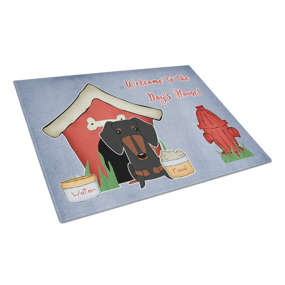 Caroline's Treasures Dog House Collection Dachshund Black Tan Glass Cutting Board Large