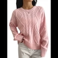thumbnail image 2 of Suéteres de Cuello Redondo de Punto Extragrandes para Mujer Rosa XL, 2 of 7