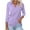 Purple, variant on AherBiu Summer Tops for Women 3/4 Sleeve Tops Lapel V Neck Comfy Fitted T Shirts Blouse Solid Color