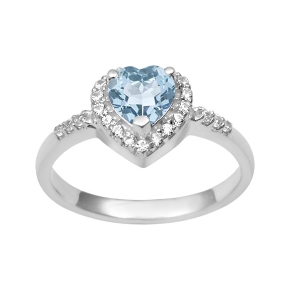 Mooneye 5mm Heart Shape Blue Topaz 925 Sterling Silver Solitaire Women Wedding Ring