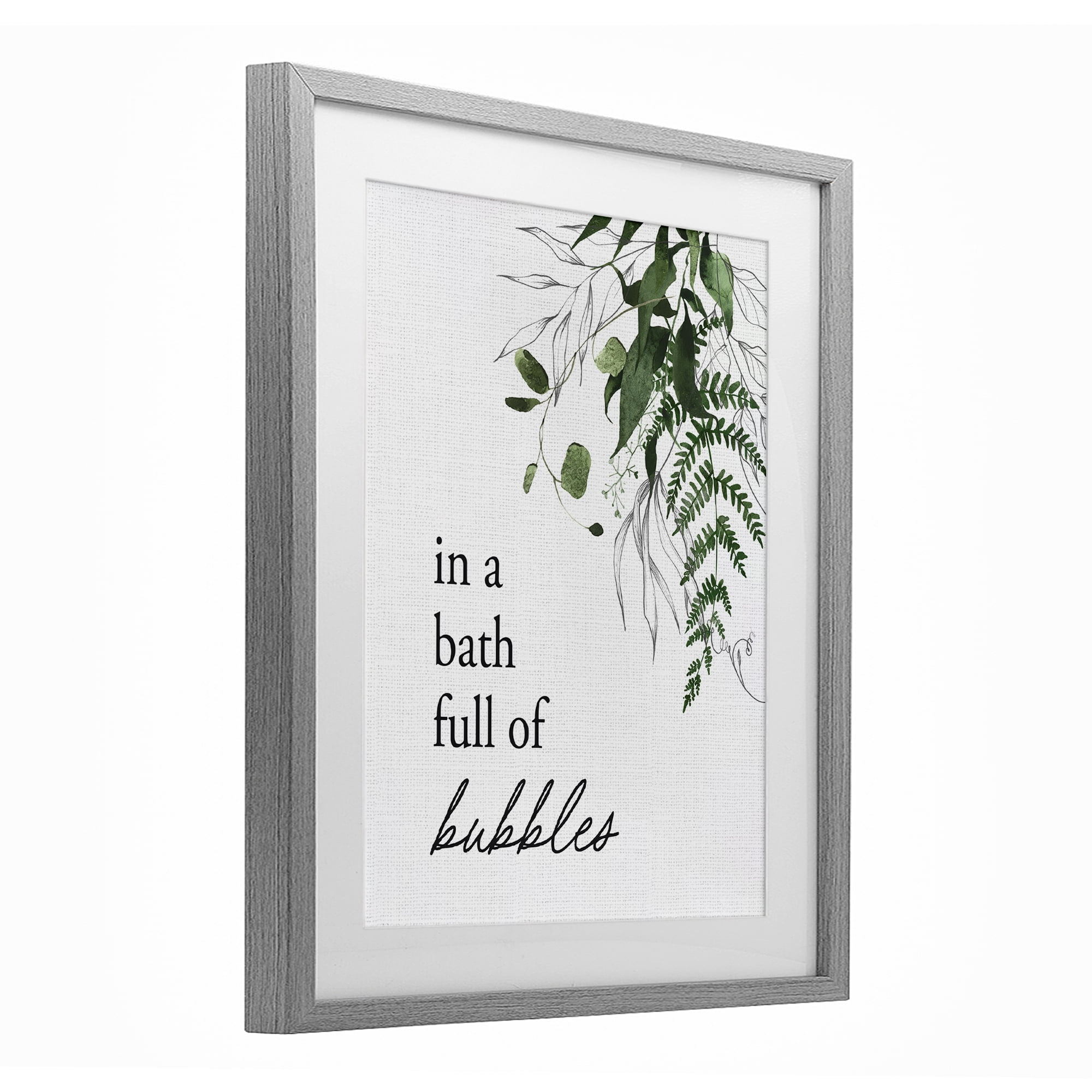 Forest Foliage Bubble Bath Gray Framed Print Under Glass, design by Lettered and Lined