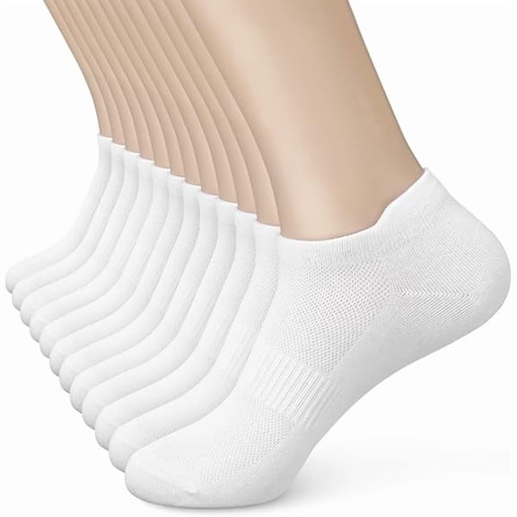 Eryueer Women's Ankle Cotton Socks - Low Cut Athletic Running Soft Thin No Show White Socks With Tab 6 Pairs