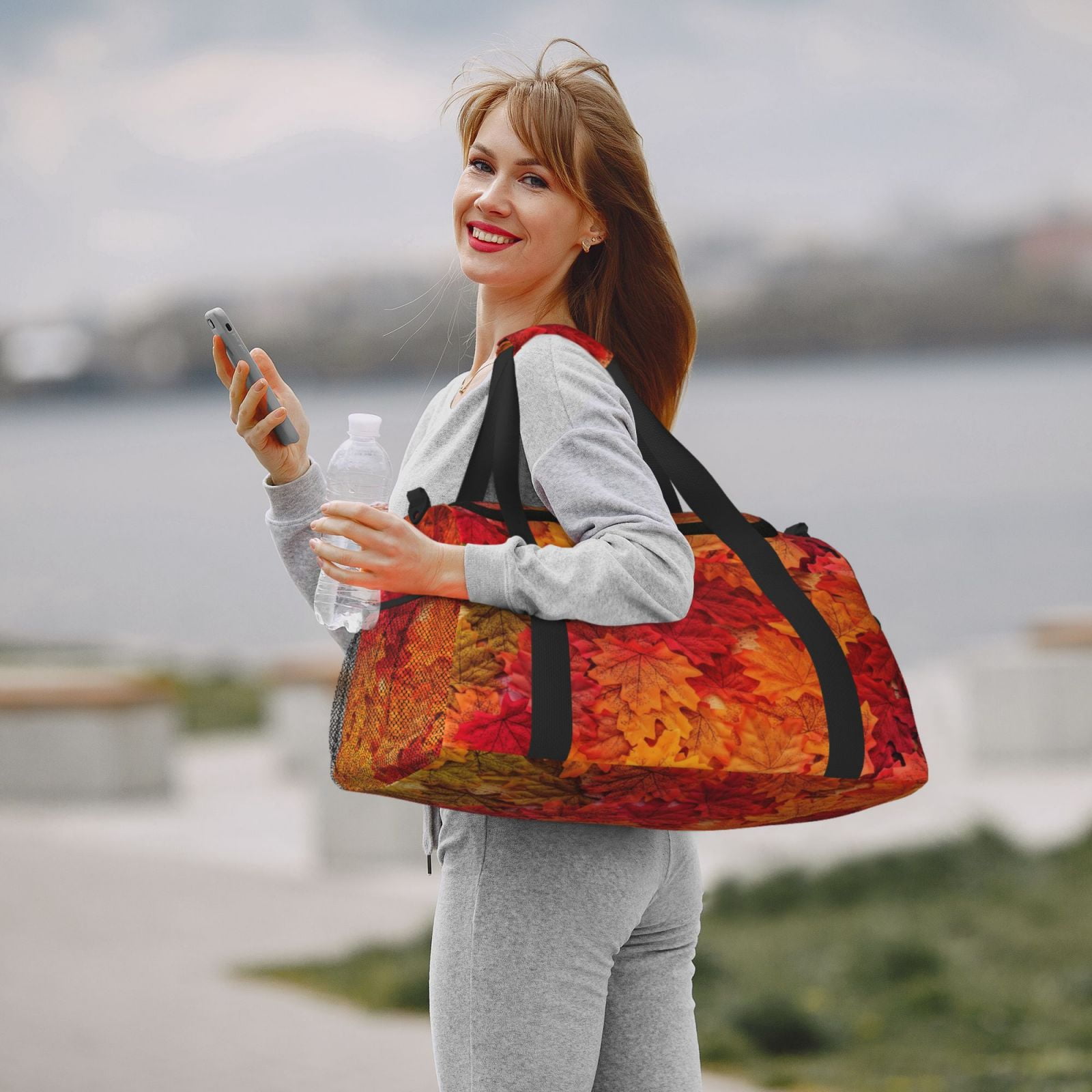 Fuzoiu Autumn Leaf Print Travel Duffle Bag,Carry On Tote Bags,Duffel Bag,Sport Gym Bag, Hospital Bag for Labor and Delivery, Overnight Bag,Luggage Bag