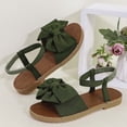 thumbnail image 7 of KEGIRLOM Women's Fashion Casual Spring And Summer Outer Wear Bow Round Toe Open Toe Elastic Back Flat Heel Flat Sandals Army Green 7.5, 7 of 7